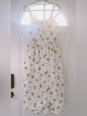 Levi's White Floral Button-Front Sundress with Yellow & Blue Flowers